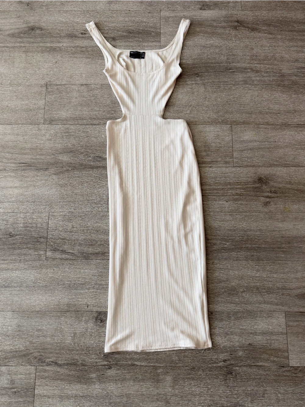 ASOS Petite Backless Ribbed Midi Dress in Cream